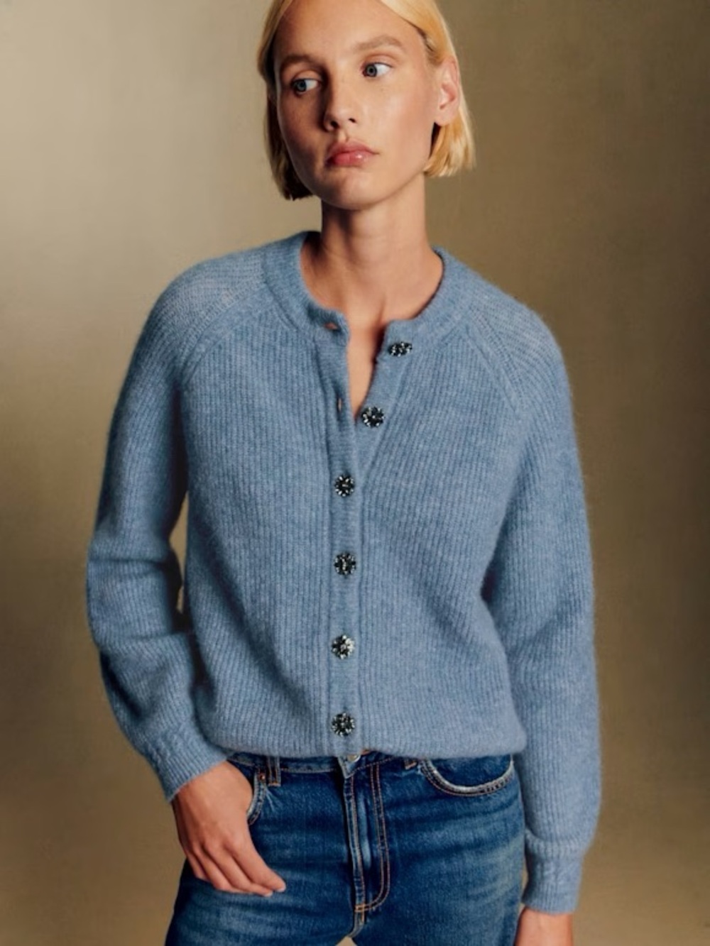 Sézane Othello Cardigan in Ice Blue | XXXL - Picture 3 of 16